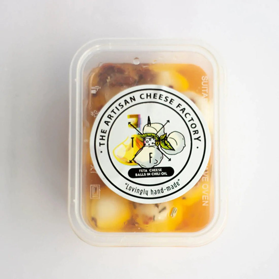Artisan Feta Cheese Balls (Chilli Oil) 100g - TAYYIB - Artisan Cheese - Lahore