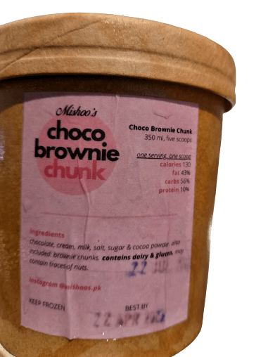 Choco Browine chunk 350ml - TAYYIB - Mishoo's - Lahore