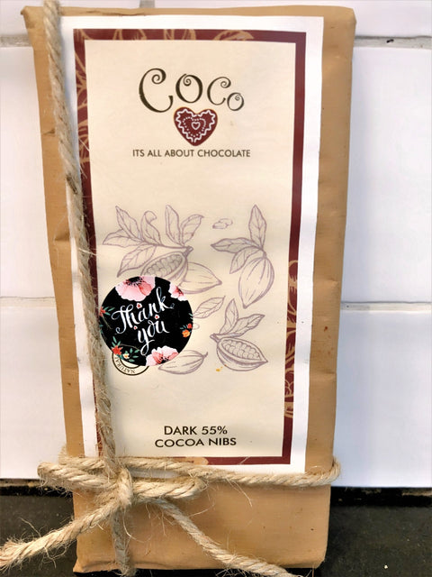 Dark Chocolate 55% Cocoa Nibs - TAYYIB - Coco Chocolate - Lahore