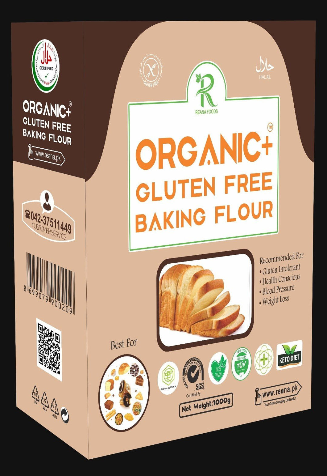 Organic Gluten Free Baking Flour 1000g - TAYYIB - Reana Foods - Lahore