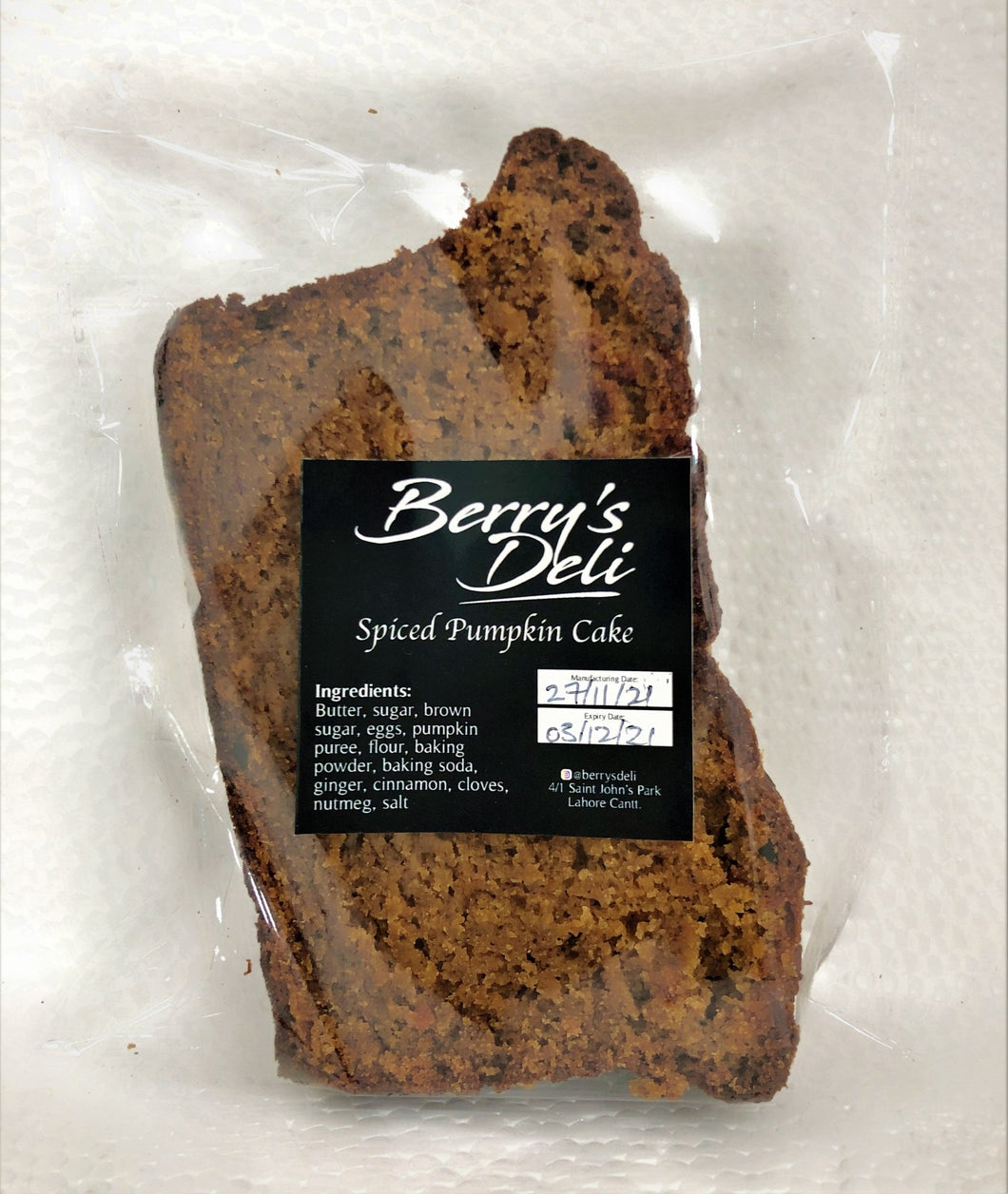 Spiced Pumpkin Cake - TAYYIB - Berry's Deli - Lahore